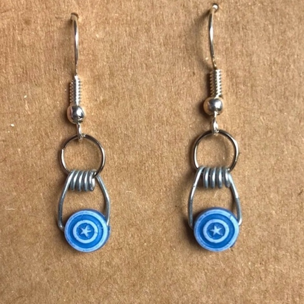 Blue Circle Star Earrings